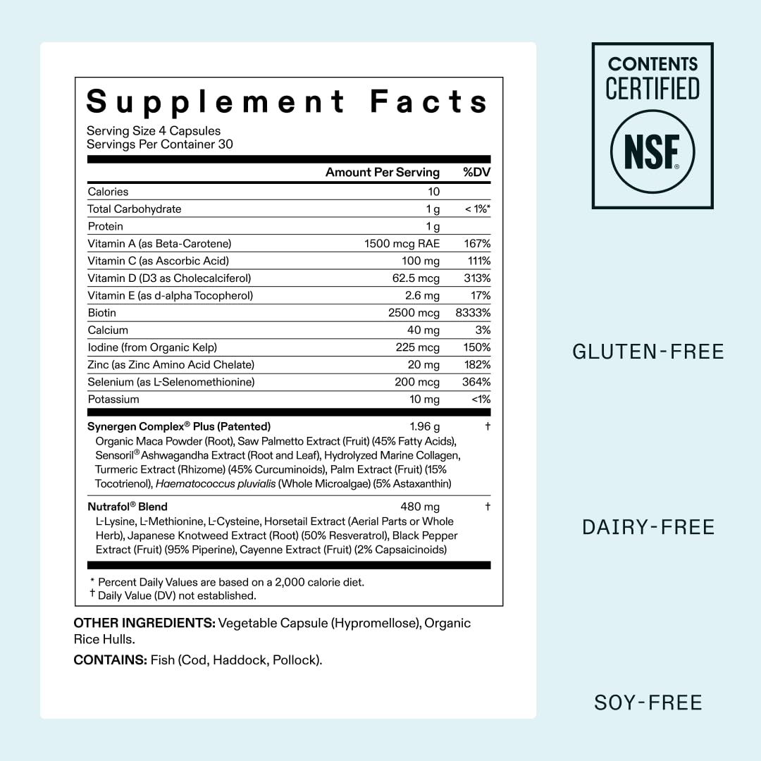 Nutrafol Women's Balance Hair Growth Supplements, Ages 45 and Up, Clinically Proven for Visibly Thicker Hair and Scalp Coverage, Dermatologist