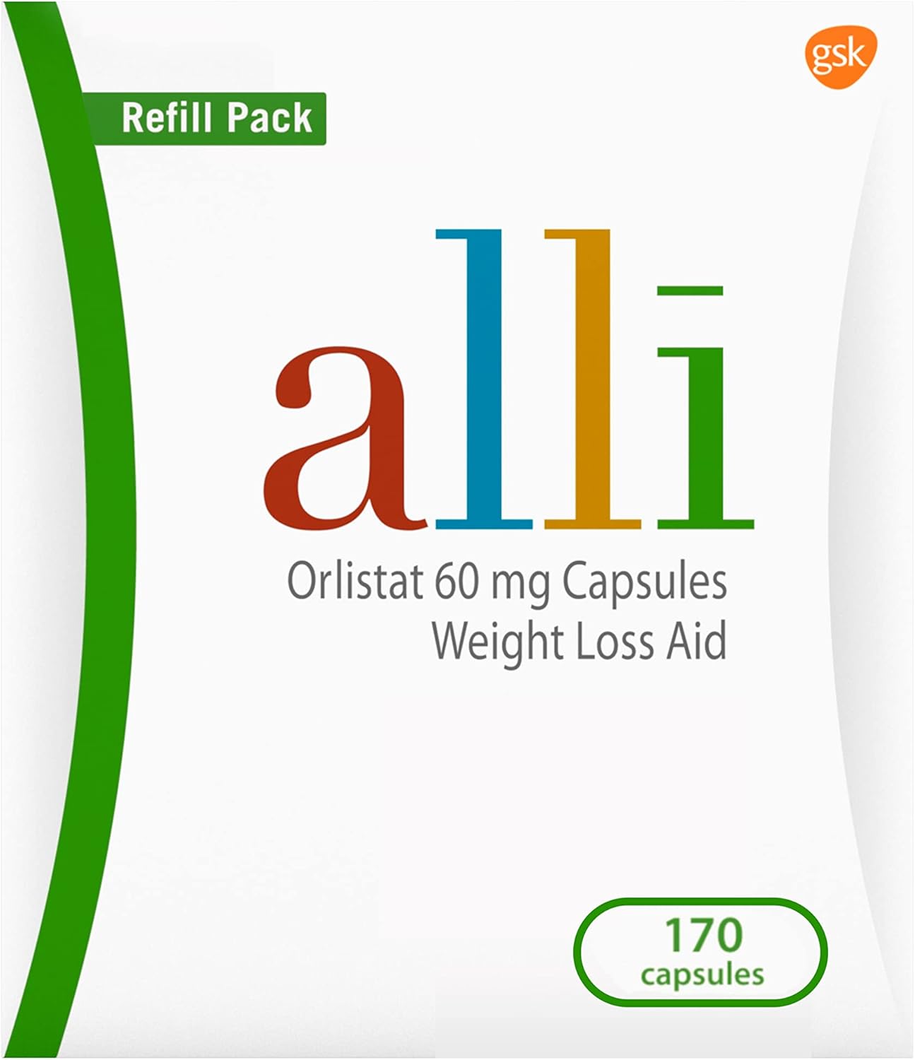 Alli Diet Weight Loss Supplement Pills, Orlistat 60mg Capsules, 170 Count