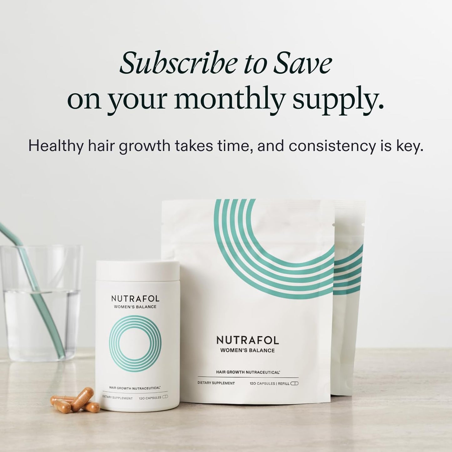 Nutrafol Women's Balance Hair Growth Supplements, Ages 45 and Up, Clinically Proven for Visibly Thicker Hair and Scalp Coverage, Dermatologist