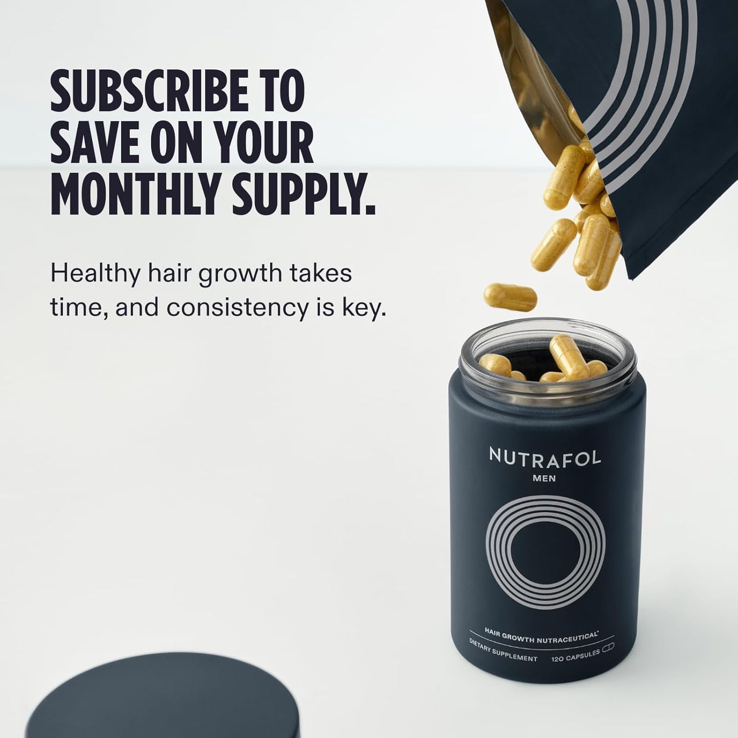 Nutrafol Men's Hair Growth Supplements, Clinically Tested for Visibly Thicker Hair and Scalp Coverage, Dermatologist