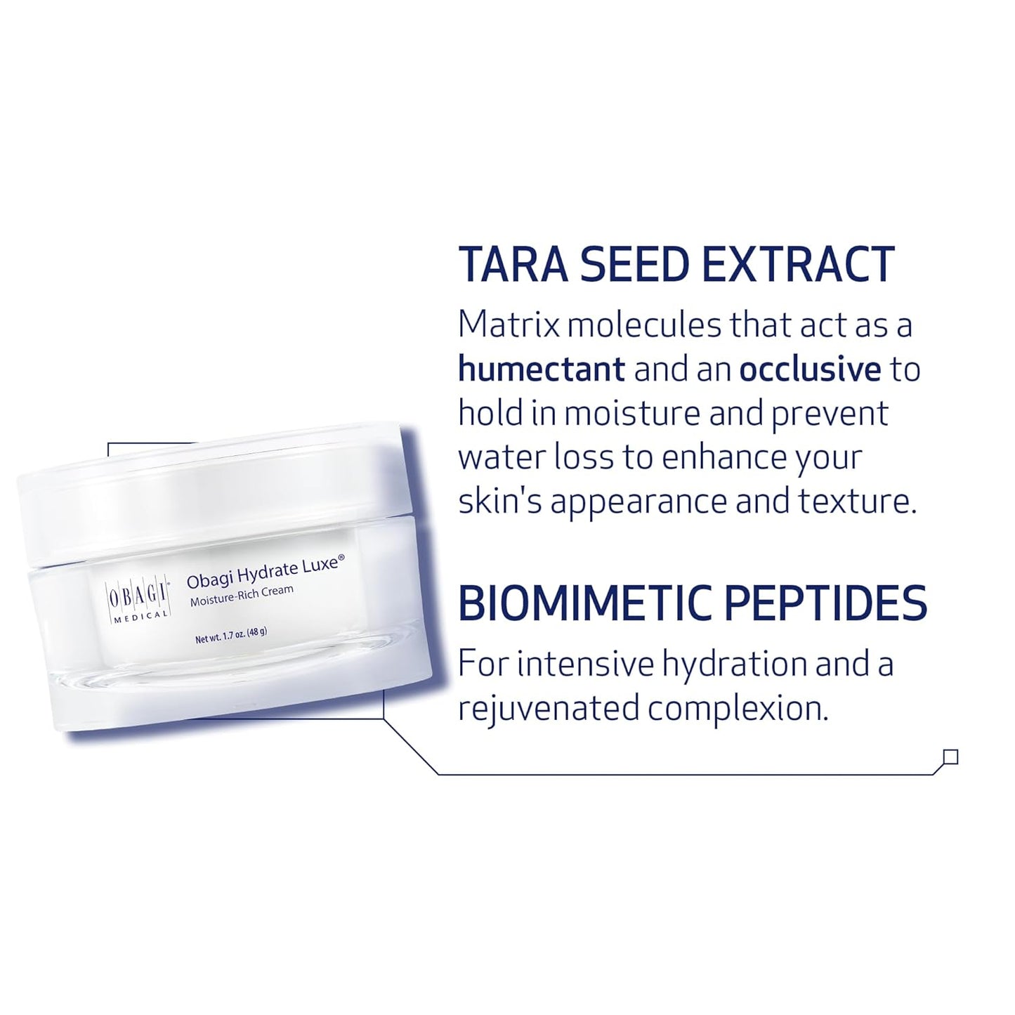 Obagi Hydrate Luxe Ultra-Rich Moisturizer – Non-Comedogenic with Tara Seed Extract and Biomimetic Peptides – Night Face Cream for Dry, Sensitive, or Aging Skin