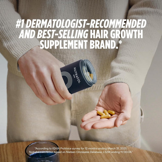 Nutrafol Men's Hair Growth Supplements, Clinically Tested for Visibly Thicker Hair and Scalp Coverage, Dermatologist