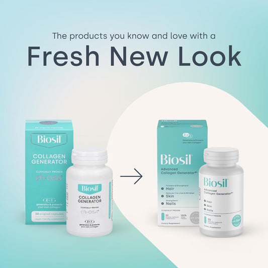 Biosil Collagen Booster Supplement - 120 Original Capsules - Patented ch-OSA Activator for Skin, Hair, Nails & Joints - Supports Natural Production