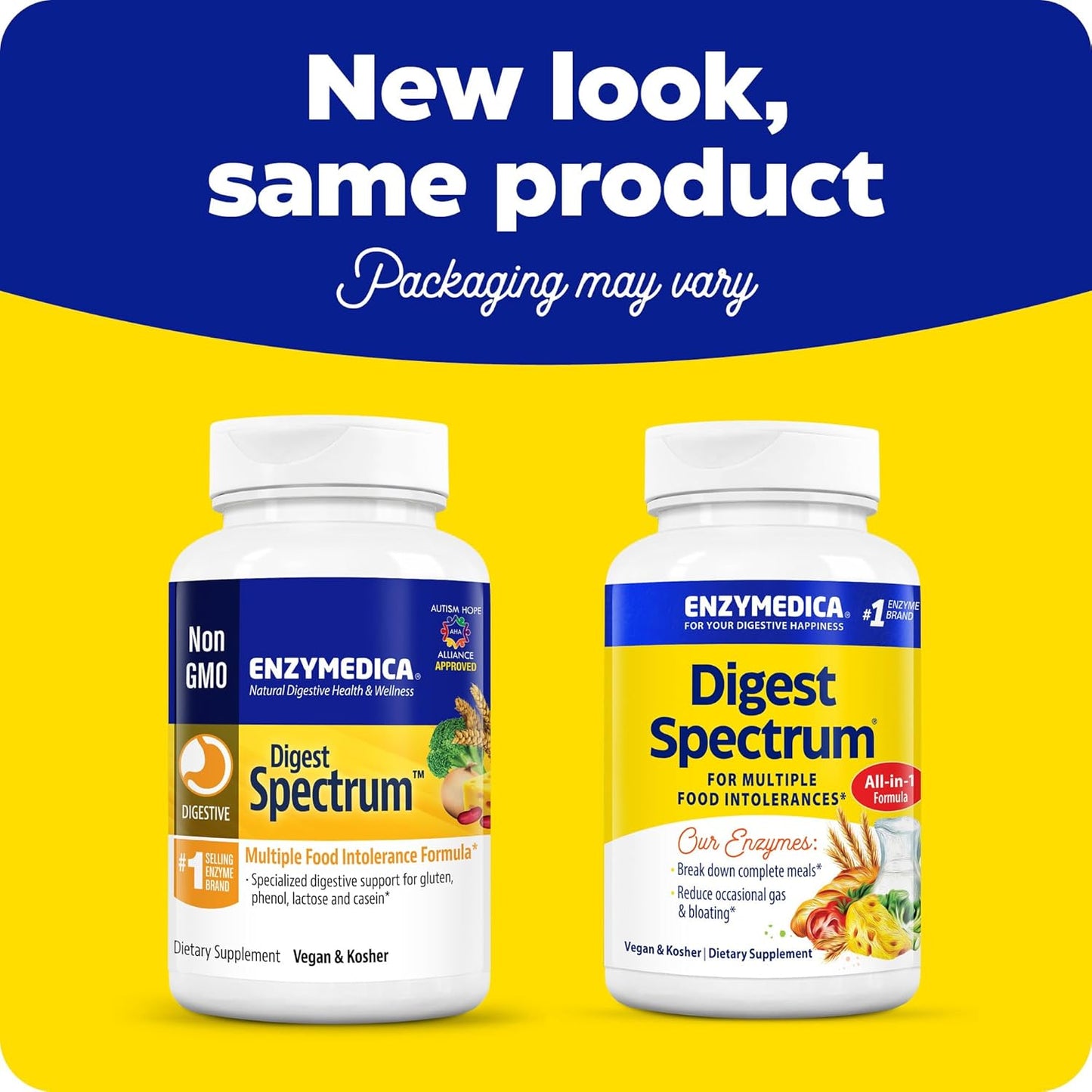 Enzymedica Digest Spectrum, Digestive Enzymes for Multiple Food Intolerances, Breaks Down Gluten, Phenol, Lactose & Casein, Offers Fast-Acting Gas & Bloating Relief, 240 Count