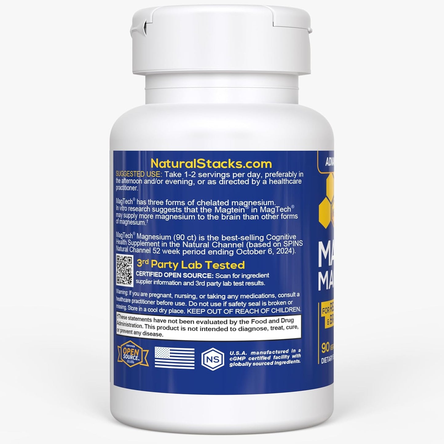 MagTech Magnesium Complex - 3 Forms of Magnesium: Magtein L-Threonate, Glycinate & Taurate - 200mg Chelated Magnesium Supplement - Supports Relaxation & Brain Health - 90 Capsules