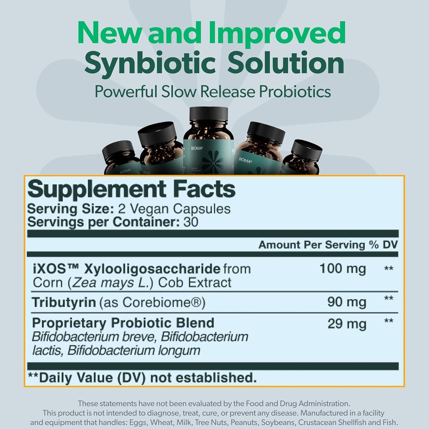 BIOMA Probiotics - Digestive Health Probiotic - Gut Support for Men & Women with Xylooligosaccharides, Tributyrin & Bifidobacterium - Vegan & Gluten Free - 60 Delayed-Release Capsules