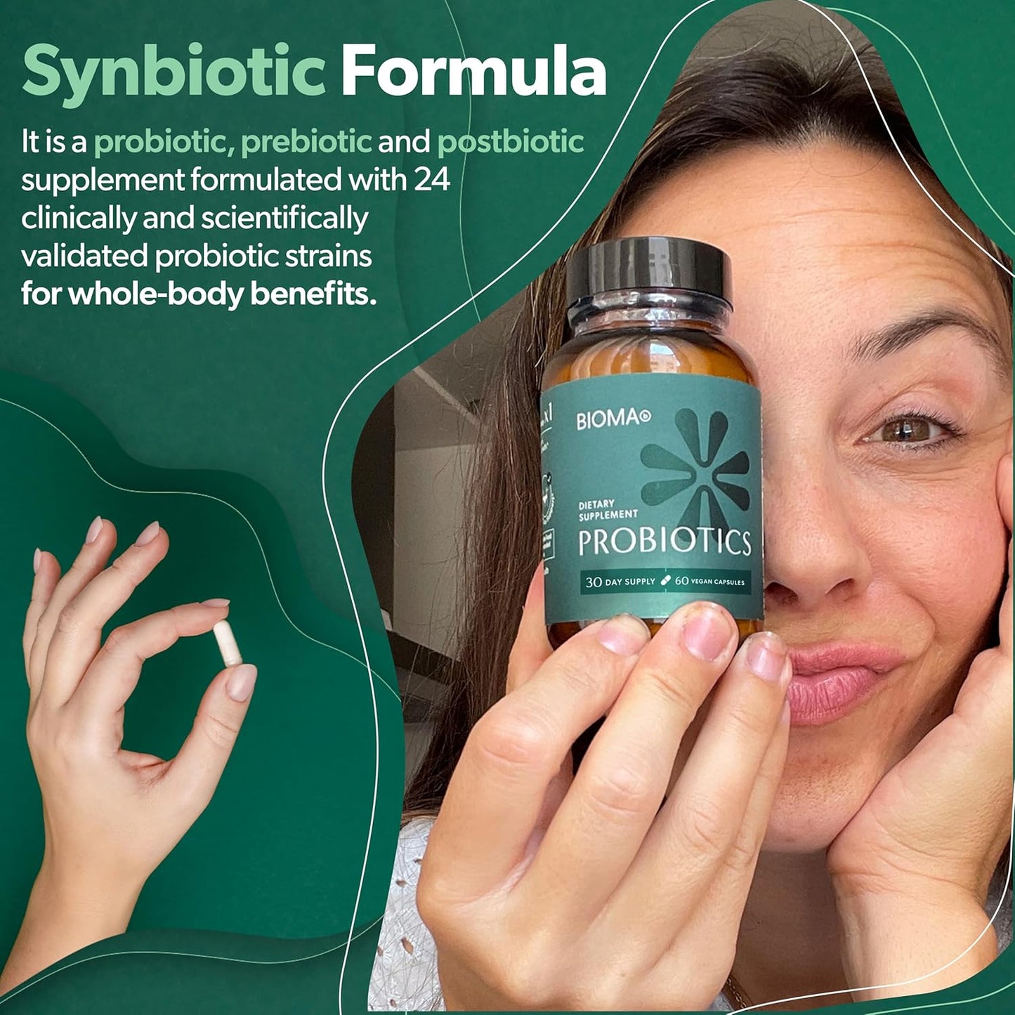 BIOMA Probiotics - Digestive Health Probiotic - Gut Support for Men & Women with Xylooligosaccharides, Tributyrin & Bifidobacterium - Vegan & Gluten Free - 60 Delayed-Release Capsules