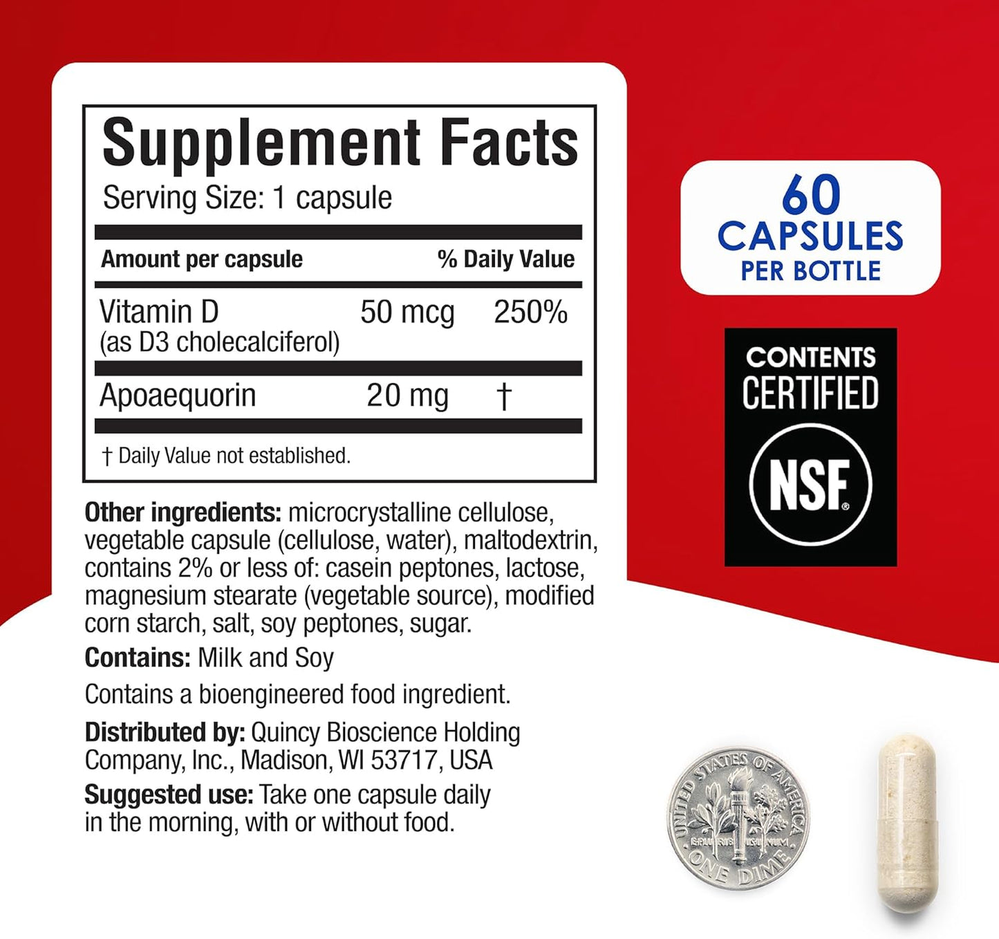 Prevagen Extra Strength 20mg, 60 Capsules, with Apoaequorin & Vitamin D For Your Brain
