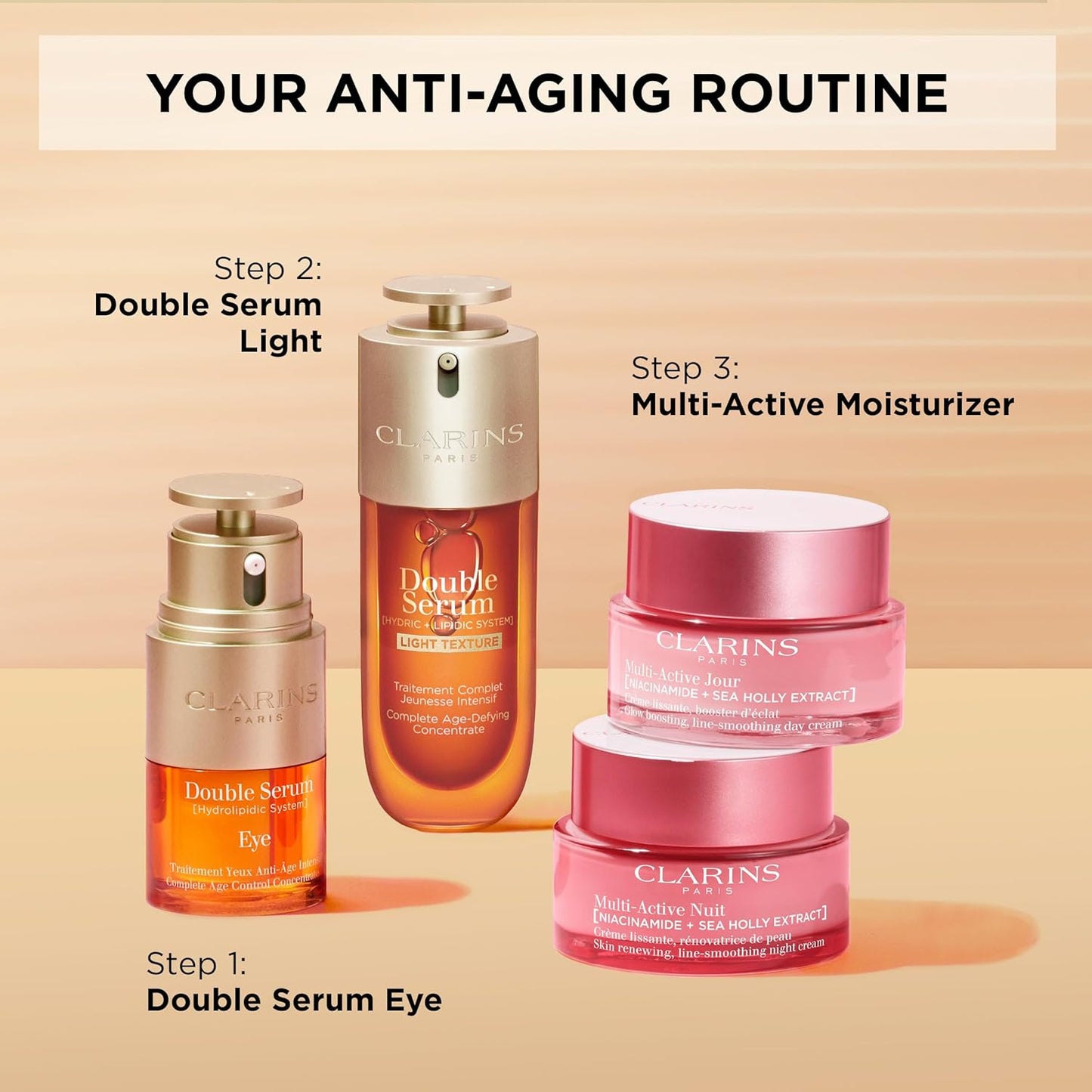 Clarins DOUBLE SERUM LIGHT TEXTURE | Anti Aging Serum | Visibly Firms, Smoothes, Boosts Radiance and Refines Pores | 24H Hydration | Great for Combination to Oily Skin and Humid Climates