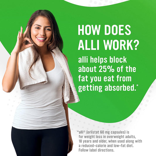 Alli Diet Weight Loss Supplement Pills, Orlistat 60mg Capsules, 170 Count