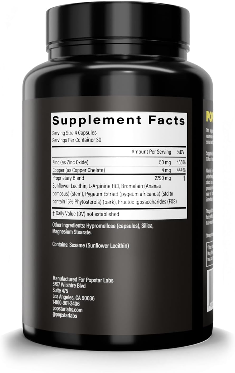 POPSTAR Labs Semen Volume Booster - Men's Semen Health & Fertility Supplement - Doctor Formulated to Increase Load Volume - Made in USA - Non-GMO, Organic, Vegan - 120 Capsules