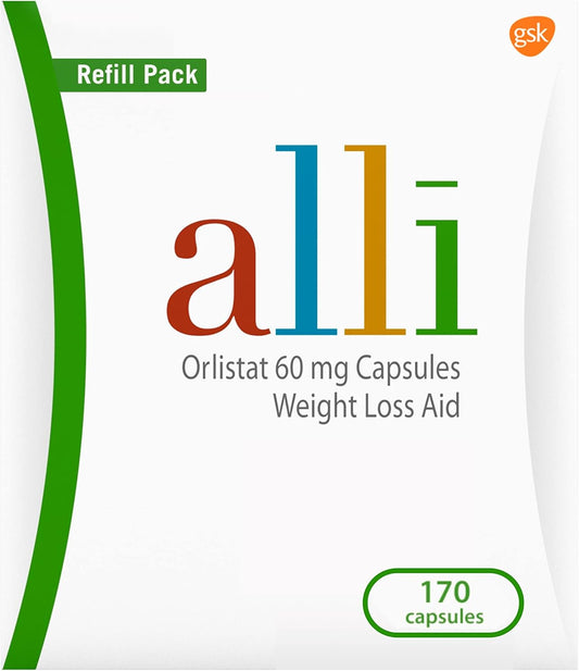 Alli Diet Weight Loss Supplement Pills, Orlistat 60mg Capsules, 170 Count