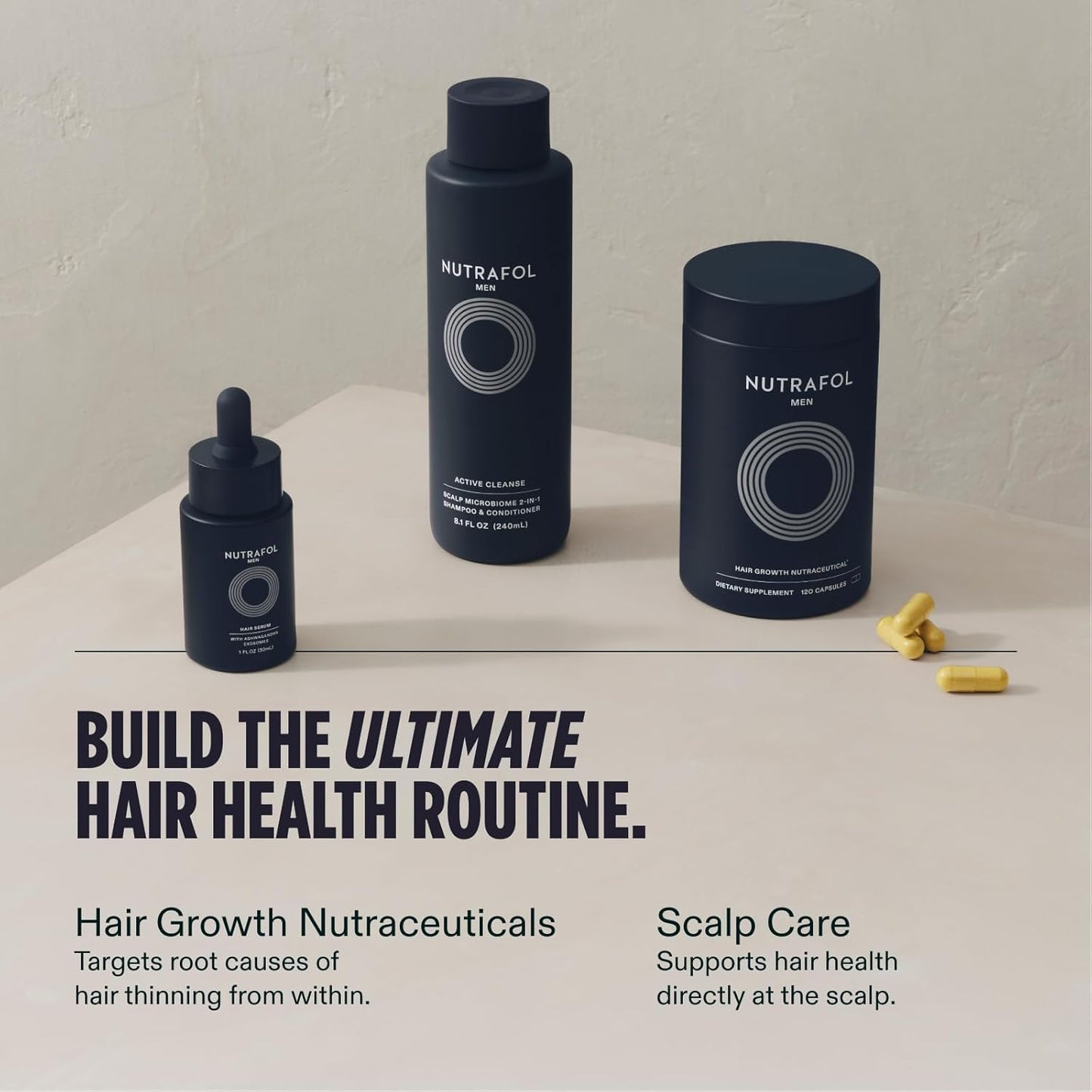 Nutrafol Men's Hair Growth Supplements, Clinically Tested for Visibly Thicker Hair and Scalp Coverage, Dermatologist