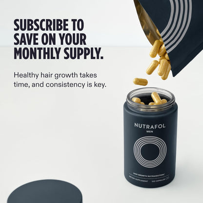 Nutrafol Men's Hair Growth Supplements, Clinically Tested for Visibly Thicker Hair and Scalp Coverage, Dermatologist