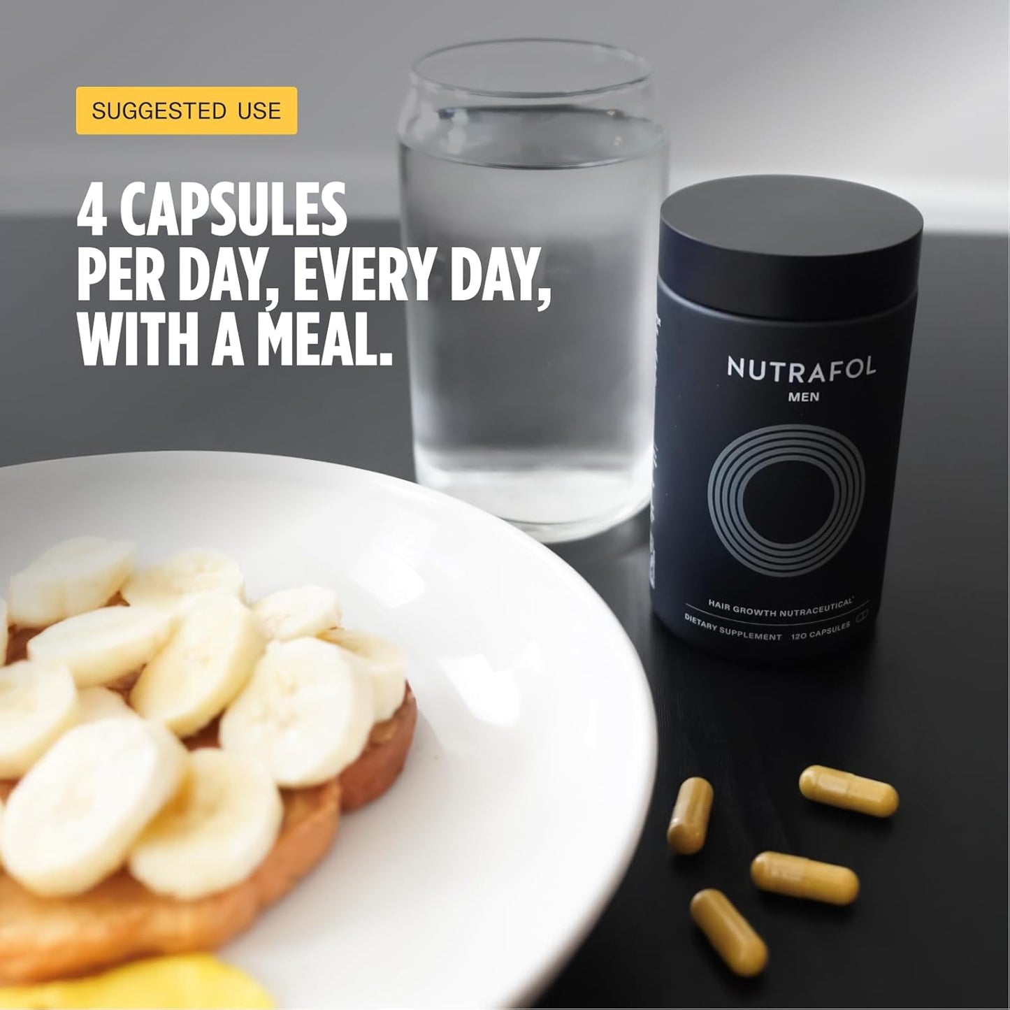 Nutrafol Men's Hair Growth Supplements, Clinically Tested for Visibly Thicker Hair and Scalp Coverage, Dermatologist