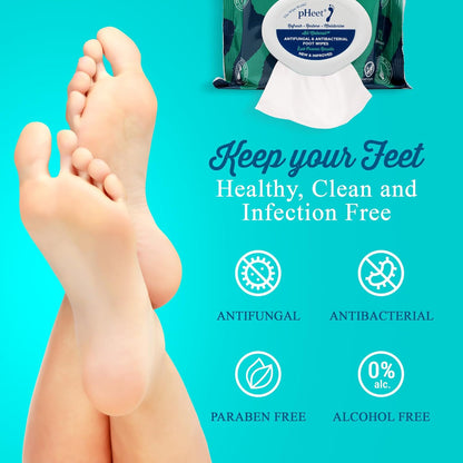 pHeet® Foot Wipes All-Natural Antifungal & Antibacterial Formula, Cleanses, Moisturizes, Prevents & Kills Athletes Foot, Toenail & Foot Fungus, Odor & Improves Dry, Cracked, Flaky & Diabetic Skin 72ct