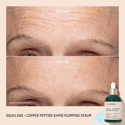 Biossance Squalane + Copper Peptide Rapid Plumping Serum - Face Serum for All Skin Types - Visibly Plumping + Firming Skin, Fine Lines + Wrinkles, Vegan Copper Peptides, Hyaluronic Acid