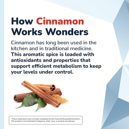 CinnaChroma Capsules - Cinnamon Supplements with 10:1 Extract, Chromium, Vanadium, Selenium, Vitamin D3 & K2 - Natural Sugar Blocker - 30 Capsules