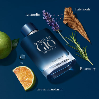 Armani Beauty - Acqua di Giò Profondo - Eau de Parfum - Cologne for Men - Fresh & Aromatic Men’s Fragrance - Mandarin, Lavender, Cedarwood Notes
