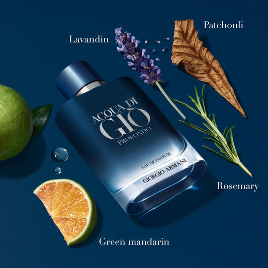 Armani Beauty - Acqua di Giò Profondo - Eau de Parfum - Cologne for Men - Fresh & Aromatic Men’s Fragrance - Mandarin, Lavender, Cedarwood Notes