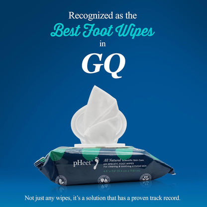 pHeet® Foot Wipes All-Natural Antifungal & Antibacterial Formula, Cleanses, Moisturizes, Prevents & Kills Athletes Foot, Toenail & Foot Fungus, Odor & Improves Dry, Cracked, Flaky & Diabetic Skin 72ct
