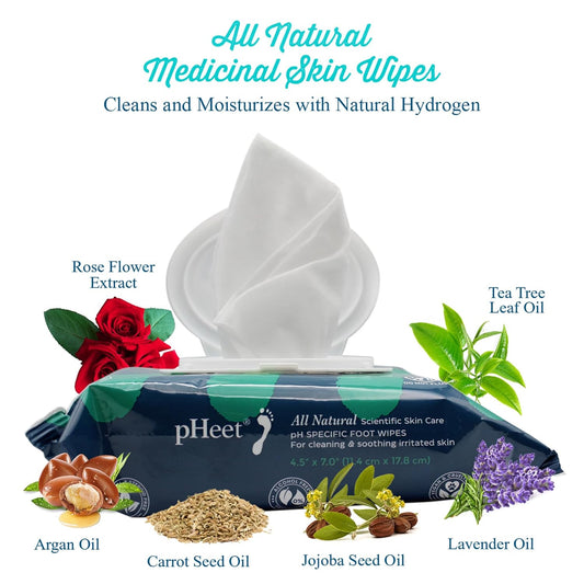 pHeet® Foot Wipes All-Natural Antifungal & Antibacterial Formula, Cleanses, Moisturizes, Prevents & Kills Athletes Foot, Toenail & Foot Fungus, Odor & Improves Dry, Cracked, Flaky & Diabetic Skin 72ct