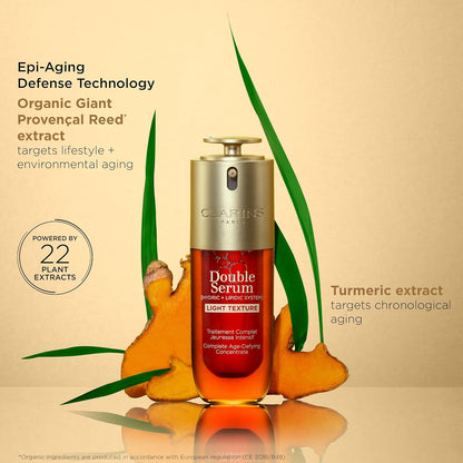 Clarins DOUBLE SERUM LIGHT TEXTURE | Anti Aging Serum | Visibly Firms, Smoothes, Boosts Radiance and Refines Pores | 24H Hydration | Great for Combination to Oily Skin and Humid Climates