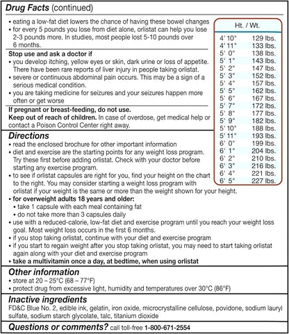 Alli Diet Weight Loss Supplement Pills, Orlistat 60mg Capsules, 170 Count